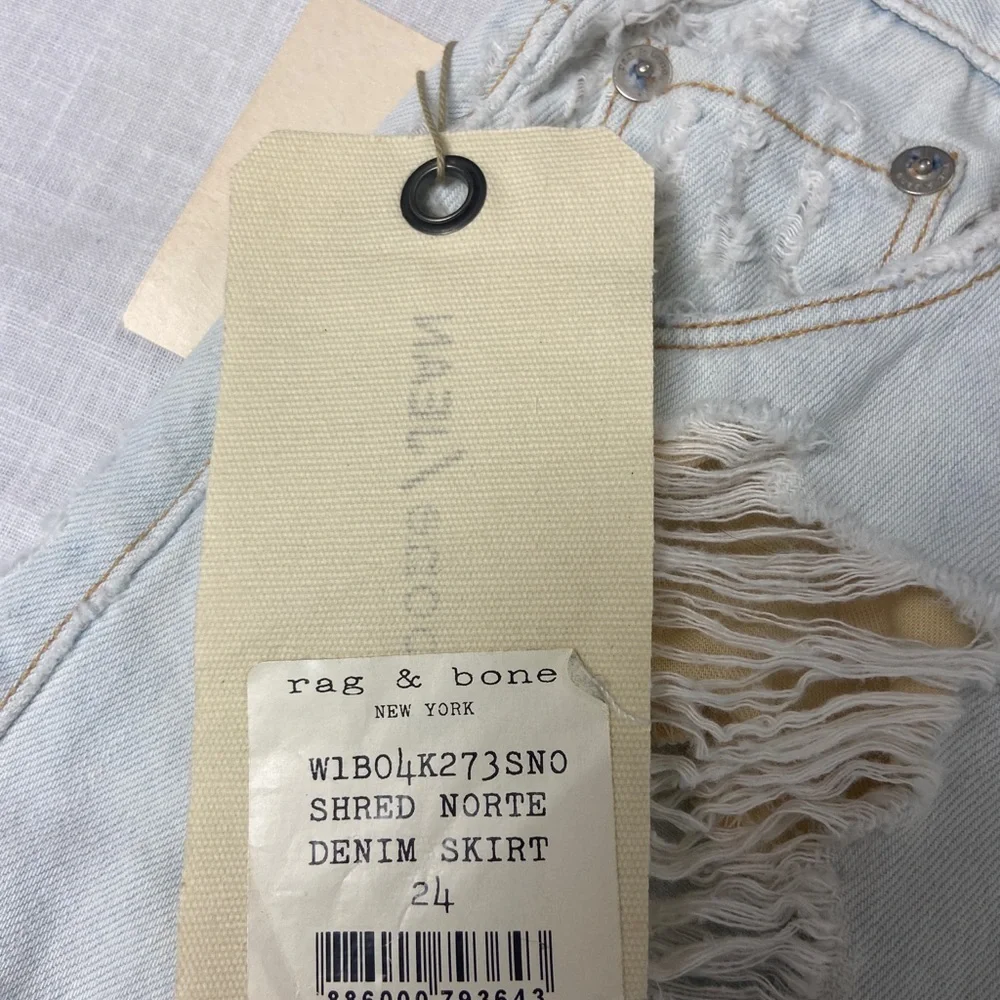 NWT Rag & Bone Light Denim Skirt Norte Distressed Shredded Size 24 Y2K - Picture 5 of 9